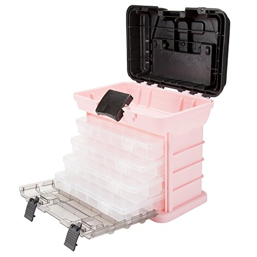 Pink Tool Box – Durable Tackle Box Organizer with 4 Compartments for  Hardware, Fishing Tackle, Beads, Hair Accessories and More by Stalwart